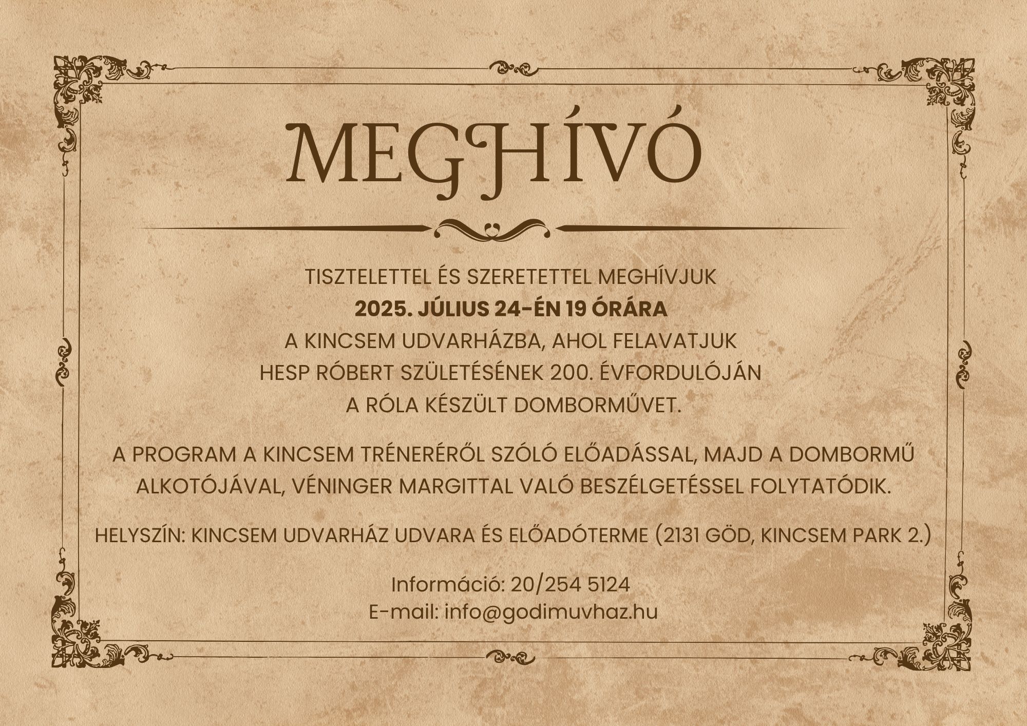Az ünnepség meghívója