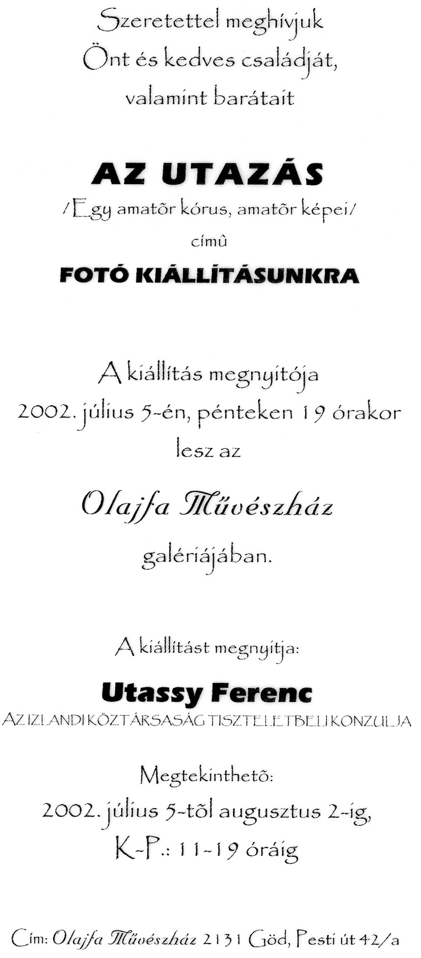 2002, Ayli fényképkiállítás plakát